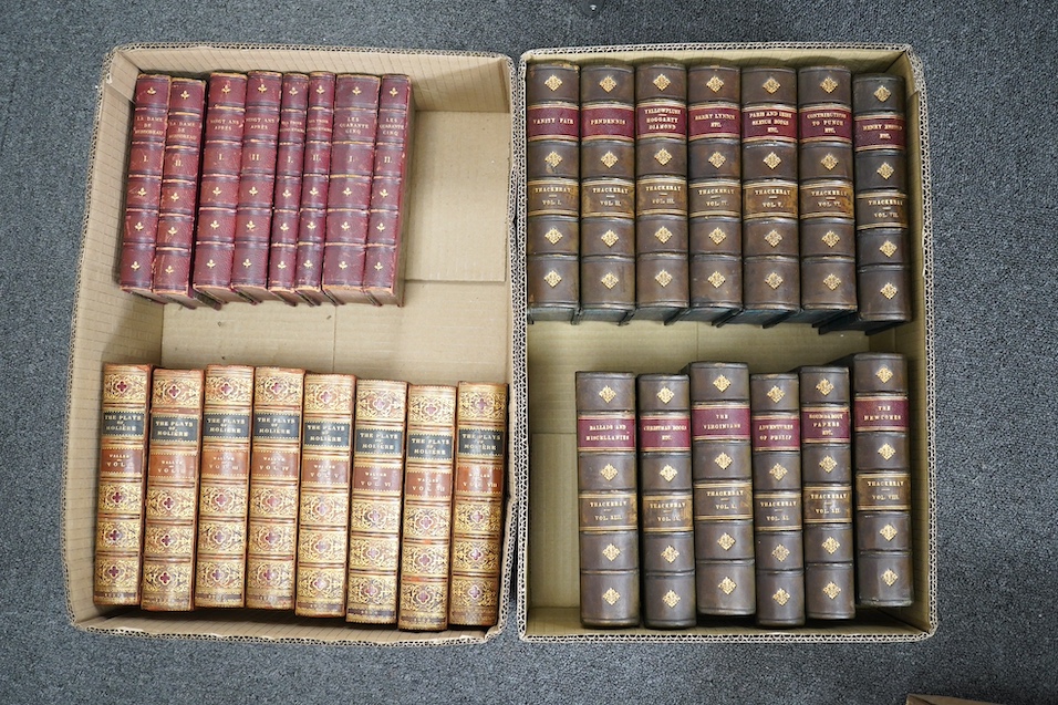 Thackeray, William Makepeace - Works, 1902, half calf, 13 vols; Moliere, Jean Baptiste - Plays, half calf, 8 vols, Edinburgh 1926 and Dumas, A. - Oeuvres, Nouvelle Edition, 8 vols, Paris 1864